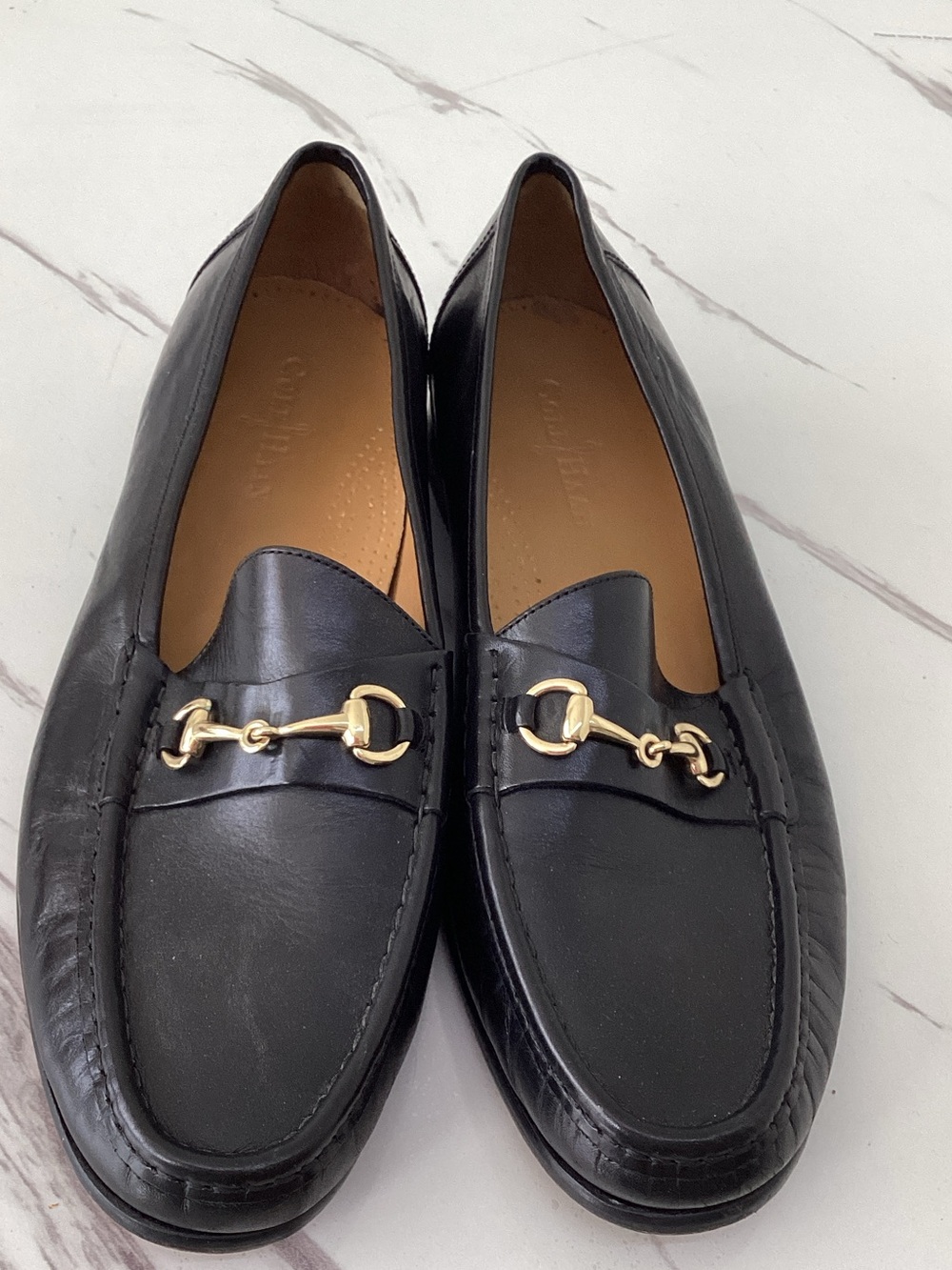 Cole Haan Black Leather Loafers with Gold Bit - Picture 5 of 5